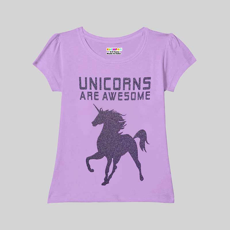 KUCHIPOO Girls Half Sleeves T-Shirts