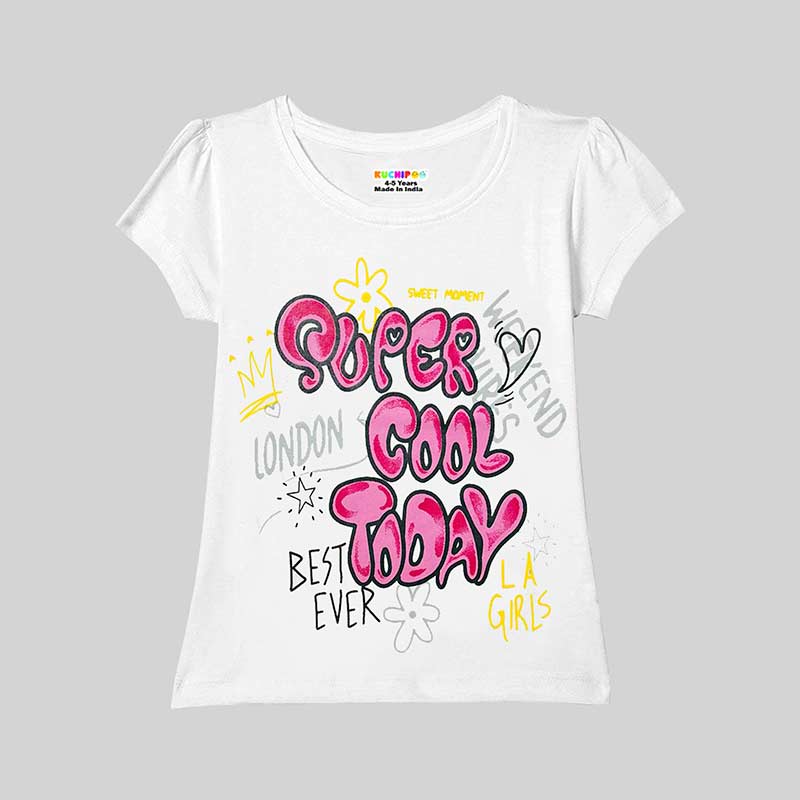 KUCHIPOO Girls Half Sleeves T-Shirts