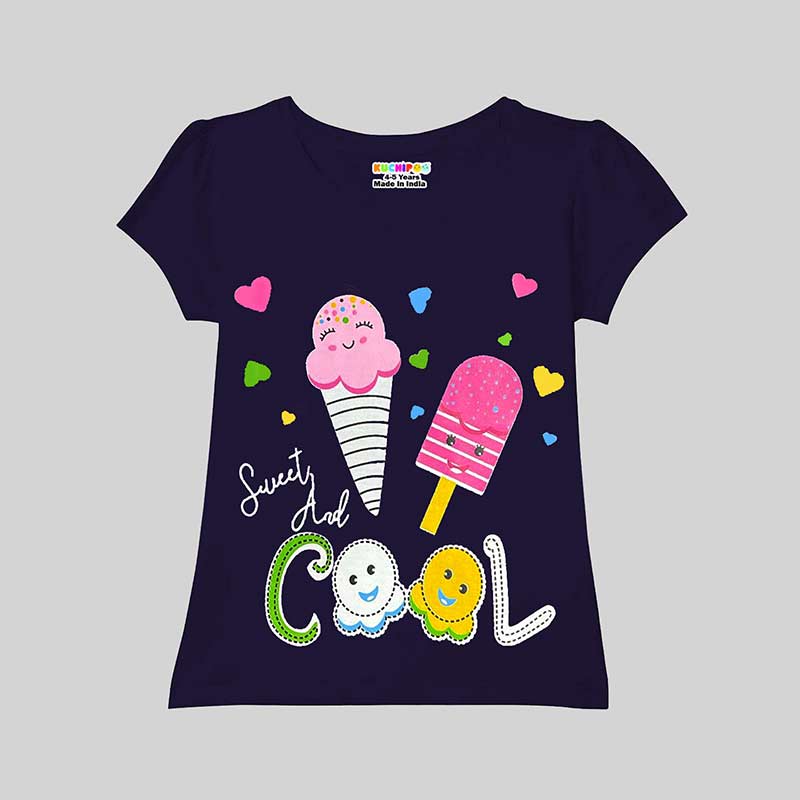 KUCHIPOO Girls Half Sleeves T-Shirts