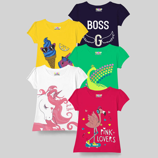 KUCHIPOO Girls Half Sleeves T-Shirts