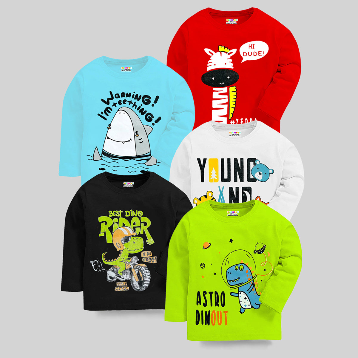 KUCHIPOO Boys Full Sleeves T-Shirts