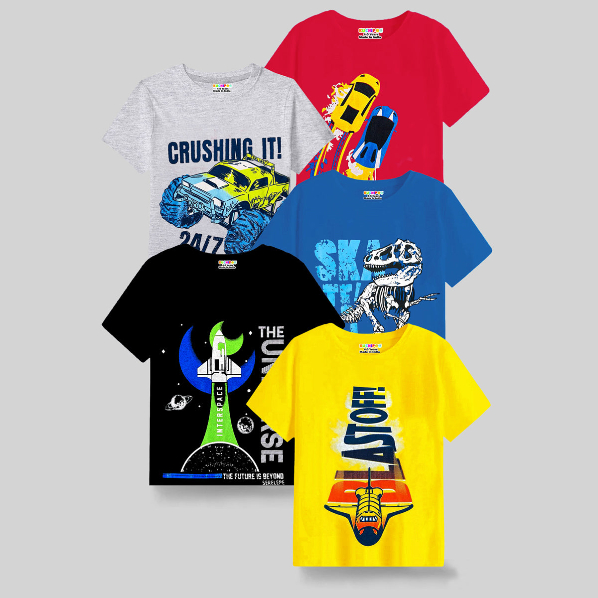 KUCHIPOO Boys Half Sleeves T-Shirts