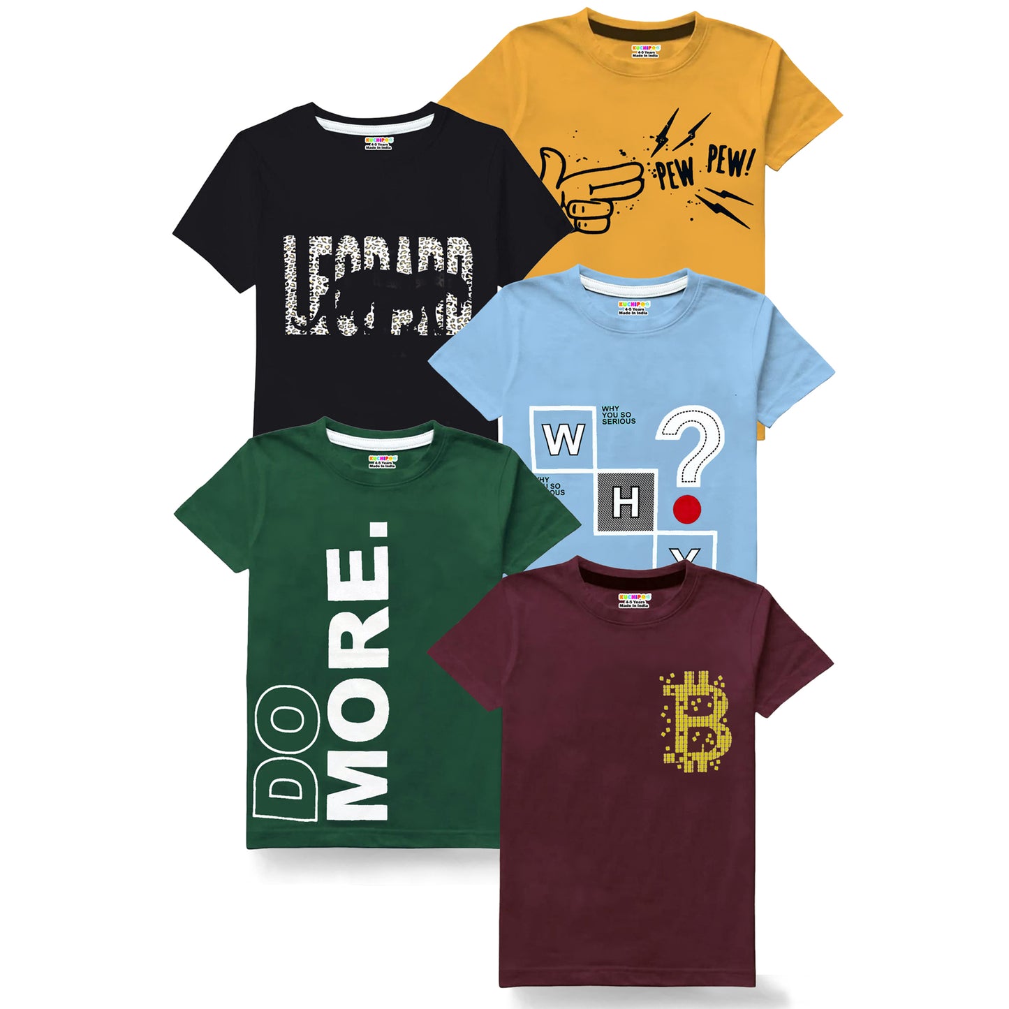 KUCHIPOO Boys Half Sleeves T-Shirts