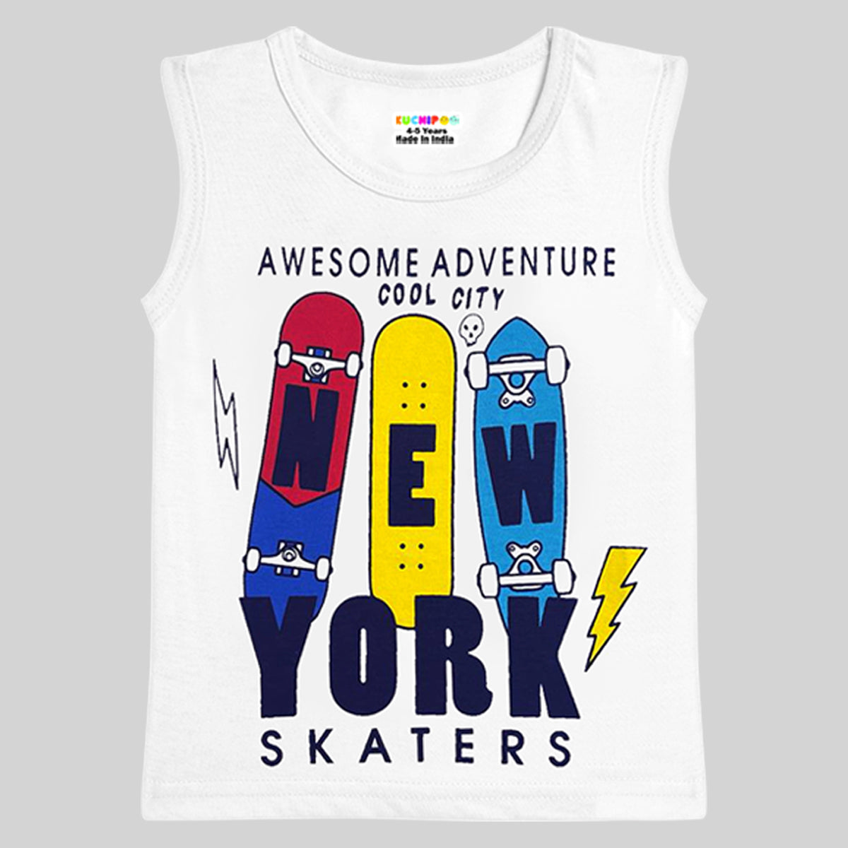 KUCHIPOO Boys Sleeves less T-Shirts