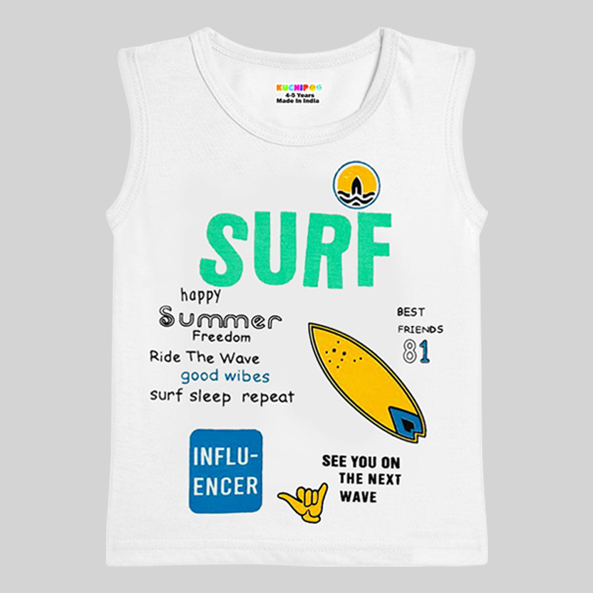 KUCHIPOO Boys Sleeves less T-Shirts