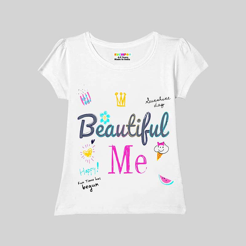 KUCHIPOO Girls Half Sleeves T-Shirts