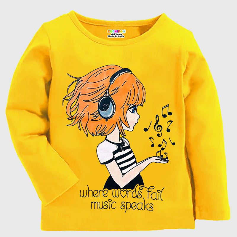 KUCHIPOO Girls Full Sleeves T-Shirts