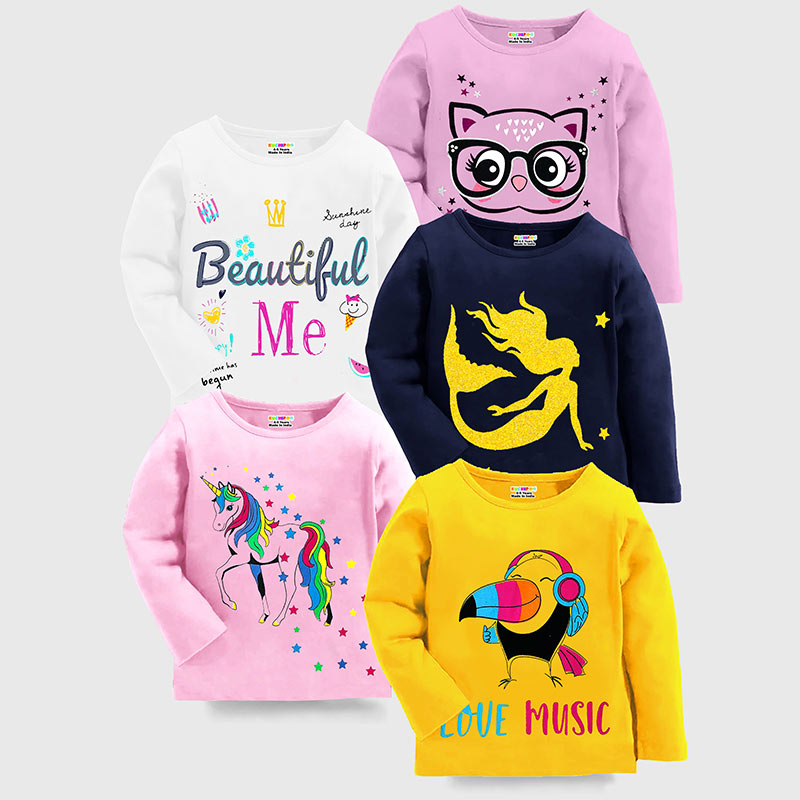 KUCHIPOO Girls Full Sleeves T-Shirts