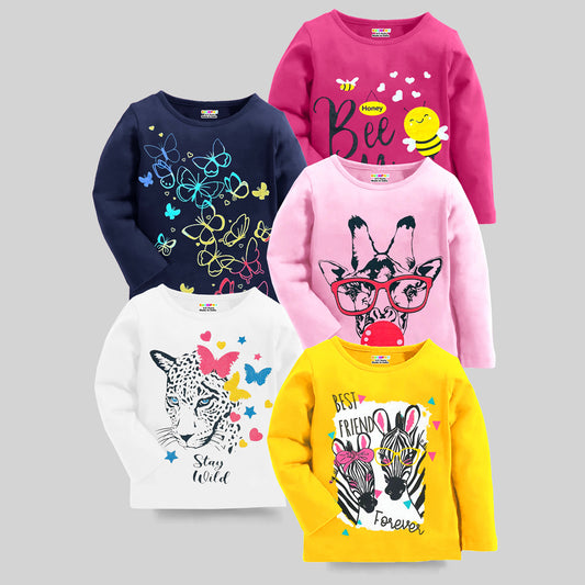 KUCHIPOO Girls Full Sleeves T-Shirts