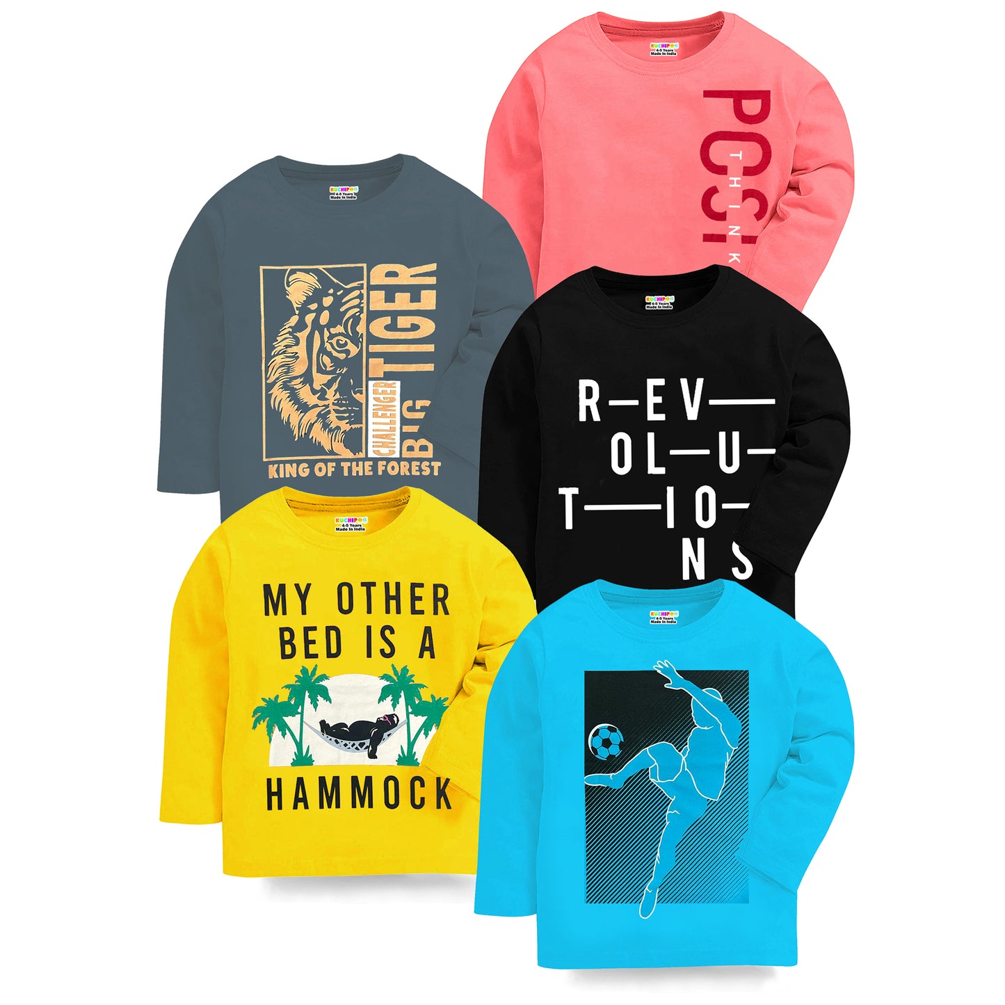 KUCHIPOO Boys Full Sleeves T-Shirts