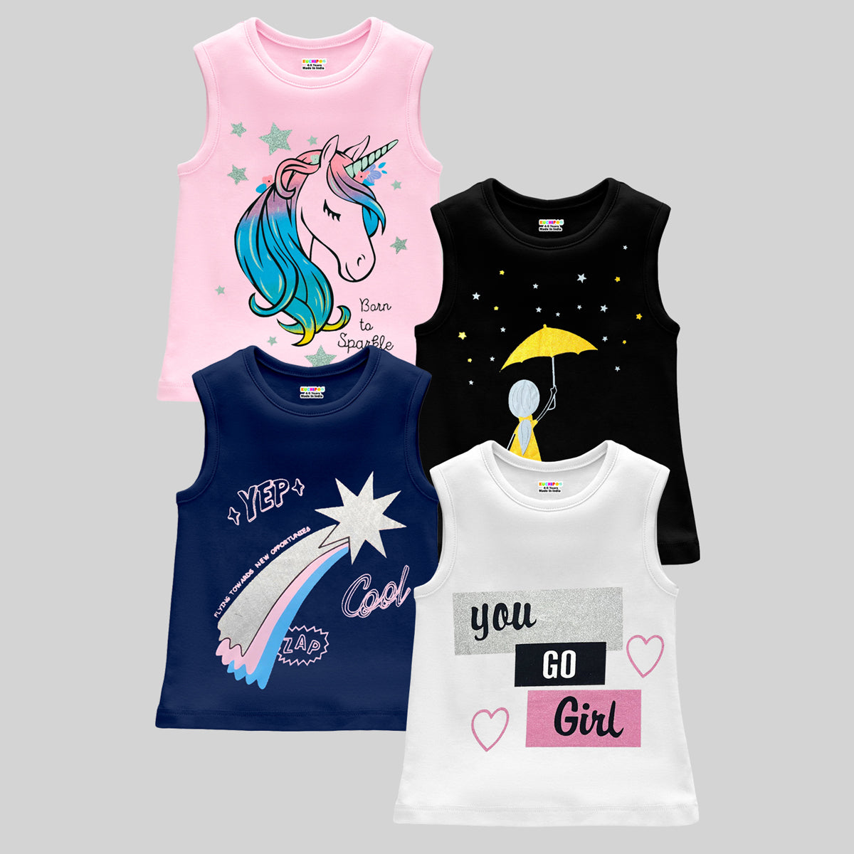 Kuchipoo Girls Sleeveless T-Shirts