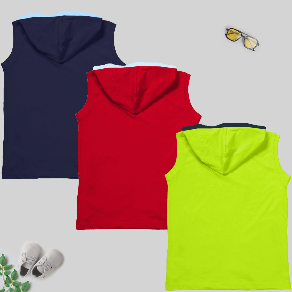 KUCHIPOO Boys Sleeveless Hood T-Shirts