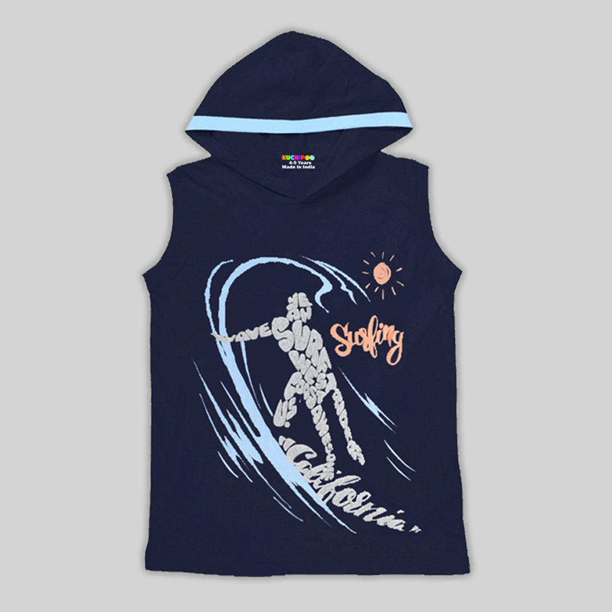 KUCHIPOO Boys Sleeveless Hood T-Shirts