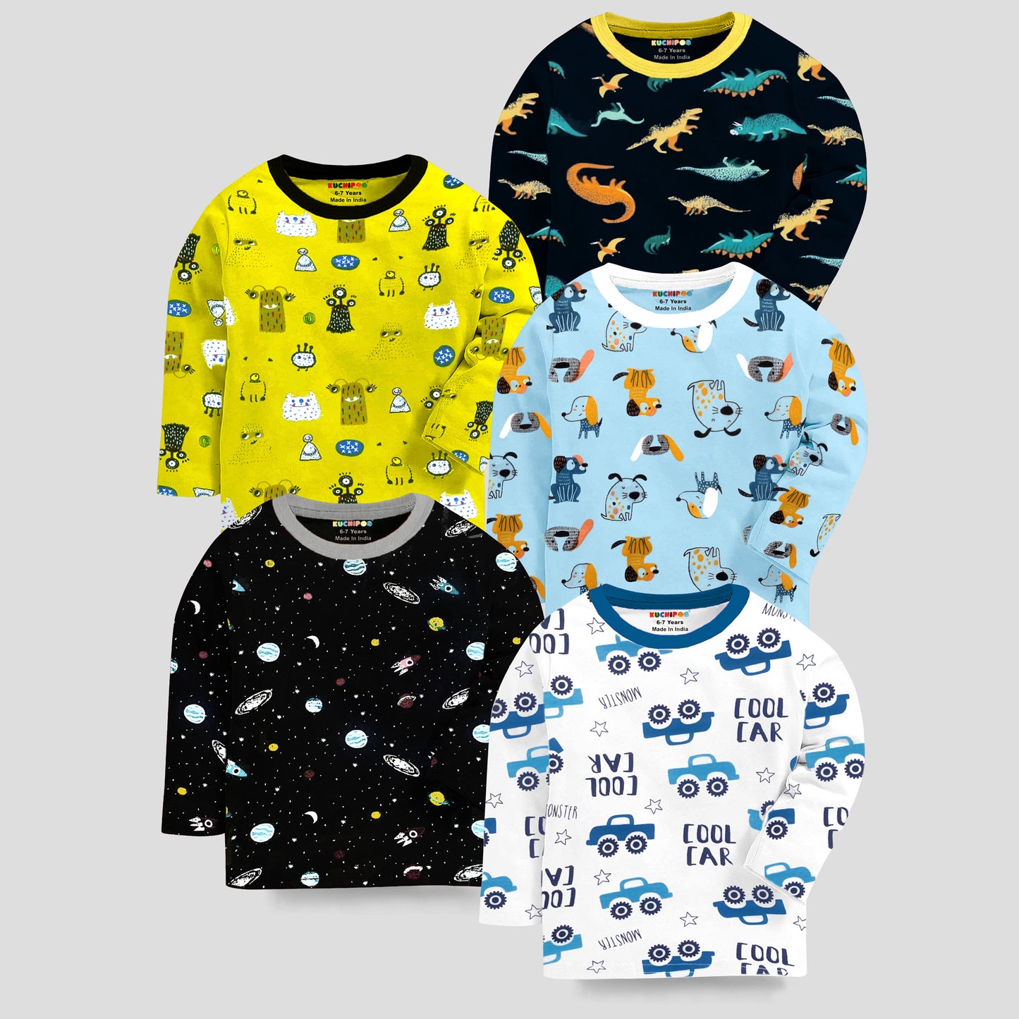 KUCHIPOO Baby Boys and Baby Girls Full Sleeves T-Shirts