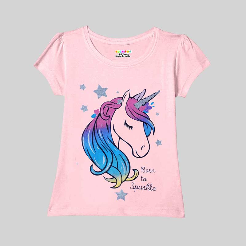 KUCHIPOO Girls Half Sleeves T-Shirts
