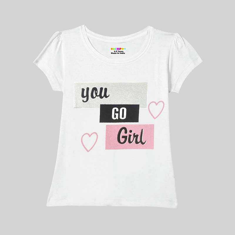 KUCHIPOO Girls Half Sleeves T-Shirts