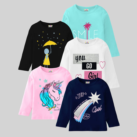 KUCHIPOO Girls Full Sleeves T-Shirts