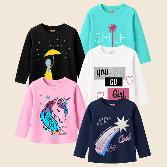 KUCHIPOO Girls Full Sleeves T-Shirts