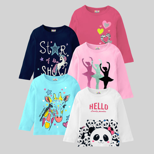KUCHIPOO Girls Full Sleeves T-Shirts