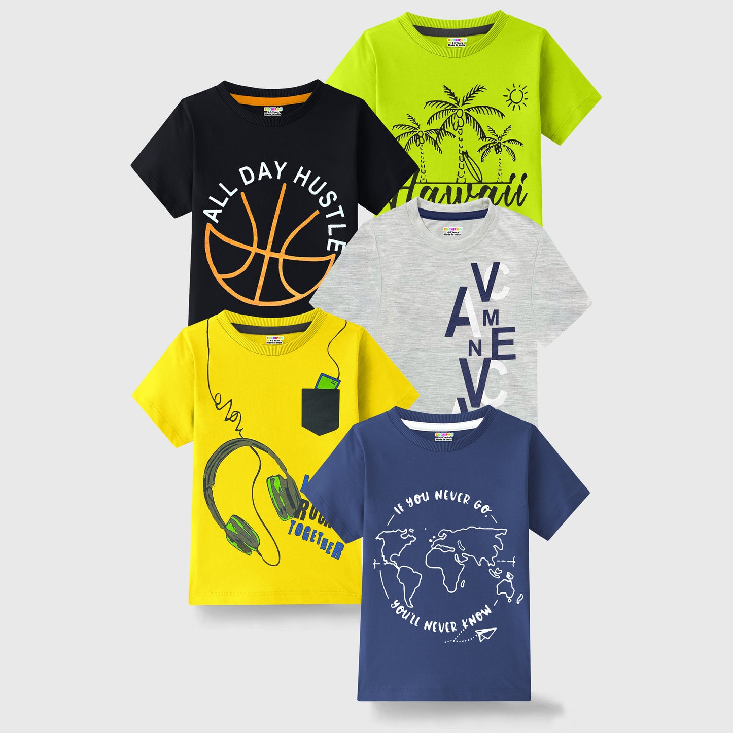 KUCHIPOO Boys Half Sleeves T-Shirts