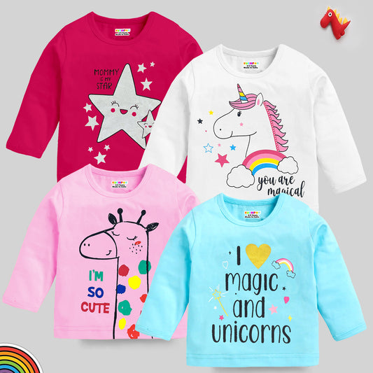 KUCHIPOO Baby Girls  Full Sleeves T-Shirts