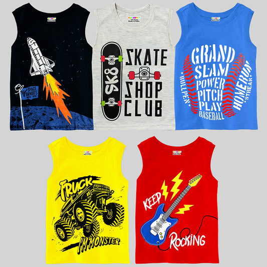 KUCHIPOO Boys Sleeves less T-Shirts