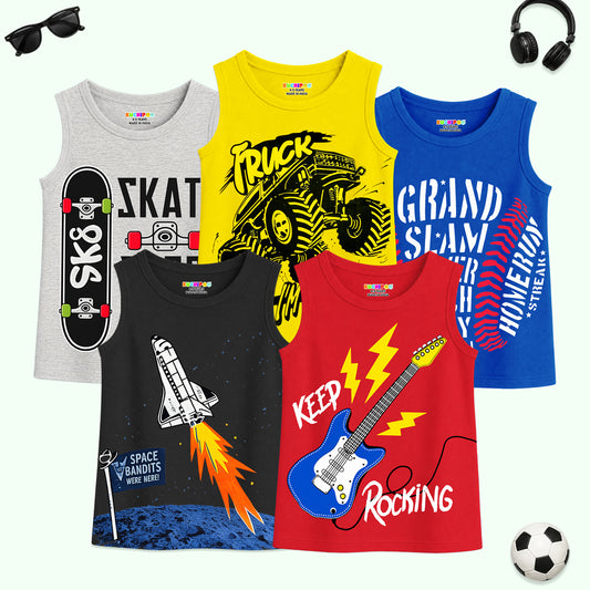 KUCHIPOO Boys Sleeves less T-Shirts