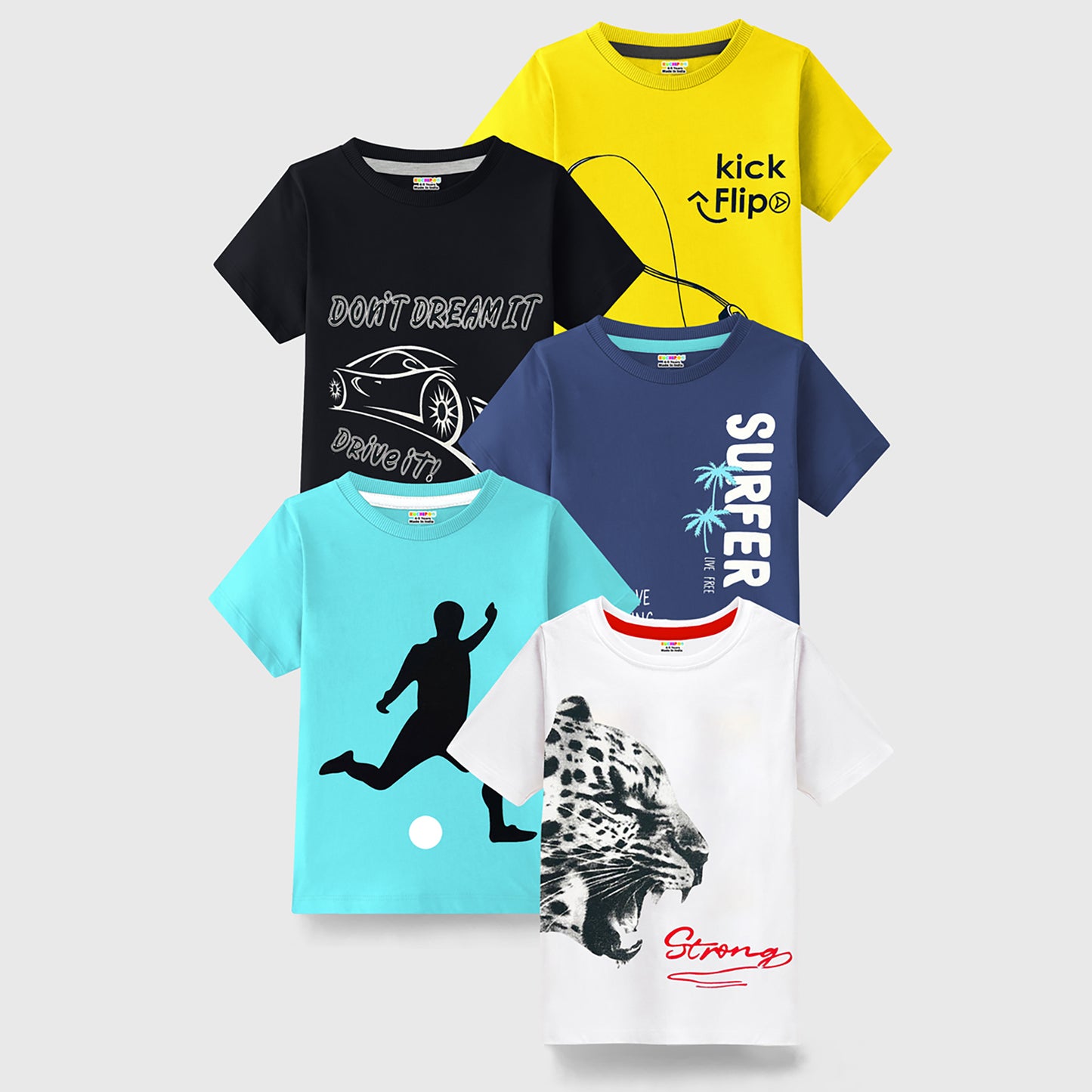 KUCHIPOO Boys Half Sleeves T-Shirts