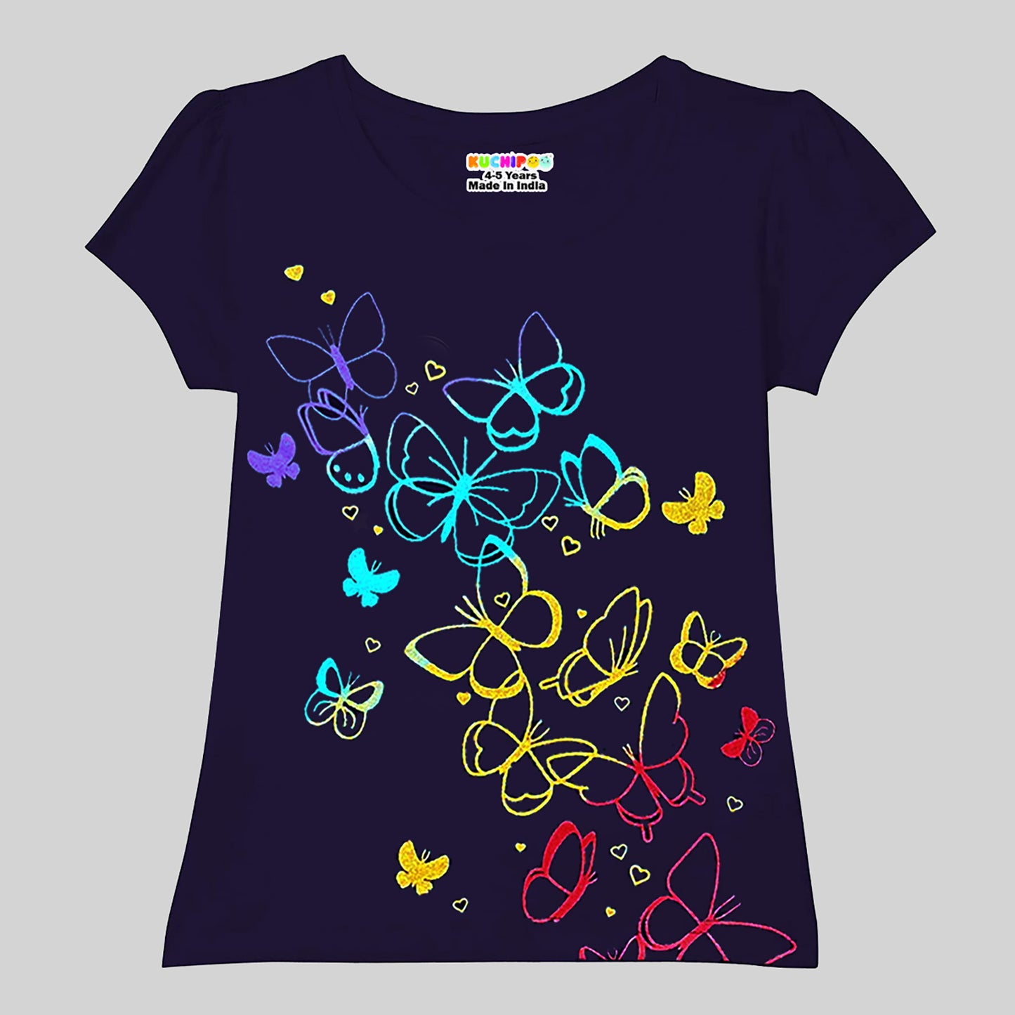 KUCHIPOO Girls Half Sleeves T-Shirts