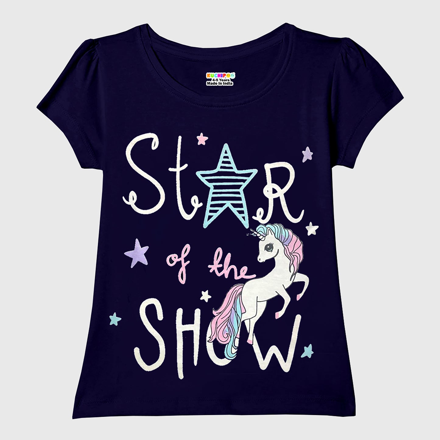 KUCHIPOO Girls Half Sleeves T-Shirts