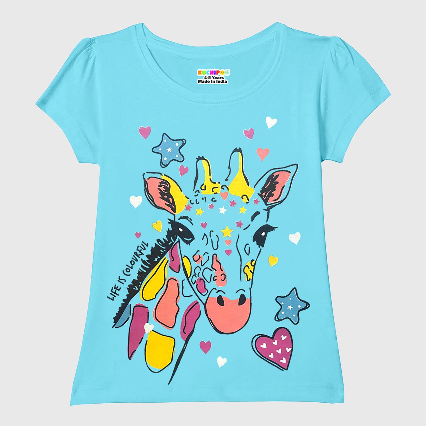 KUCHIPOO Girls Half Sleeves T-Shirts