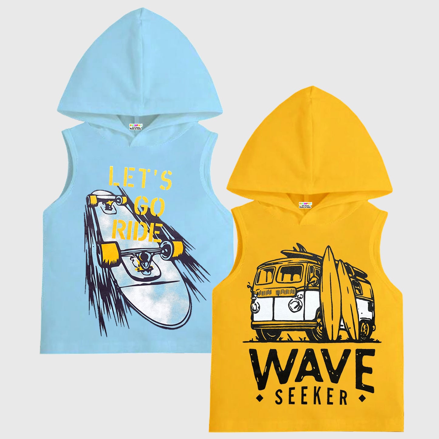 KUCHIPOO Boys Sleeveless Hood T-Shirts