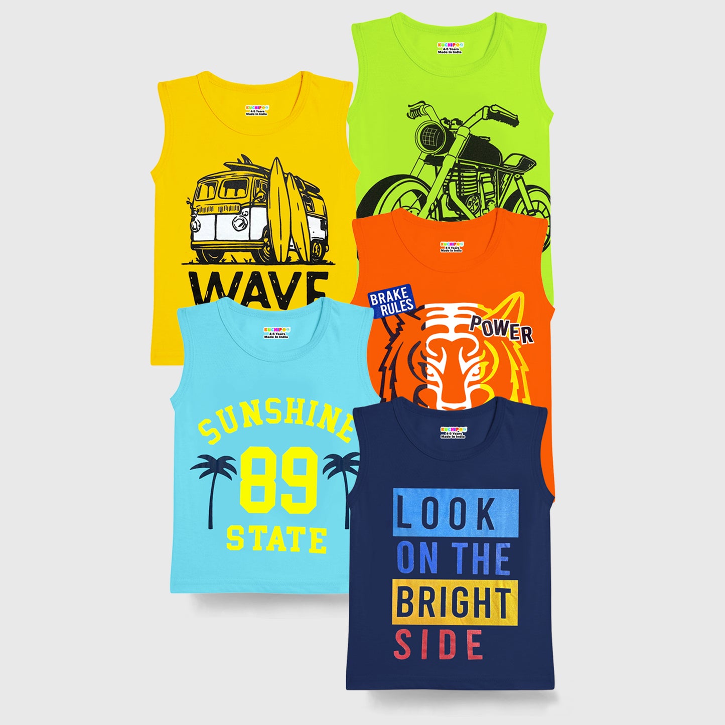 KUCHIPOO Boys Sleeves less T-Shirts