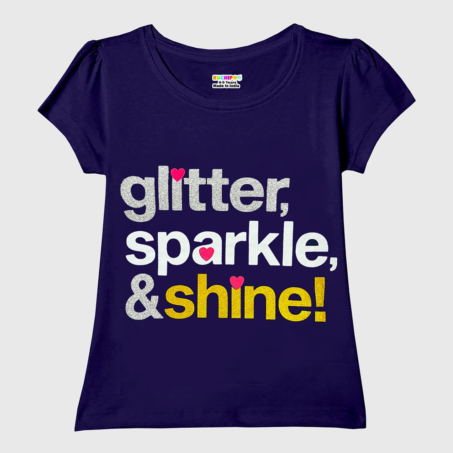 KUCHIPOO Girls Half Sleeves T-Shirts