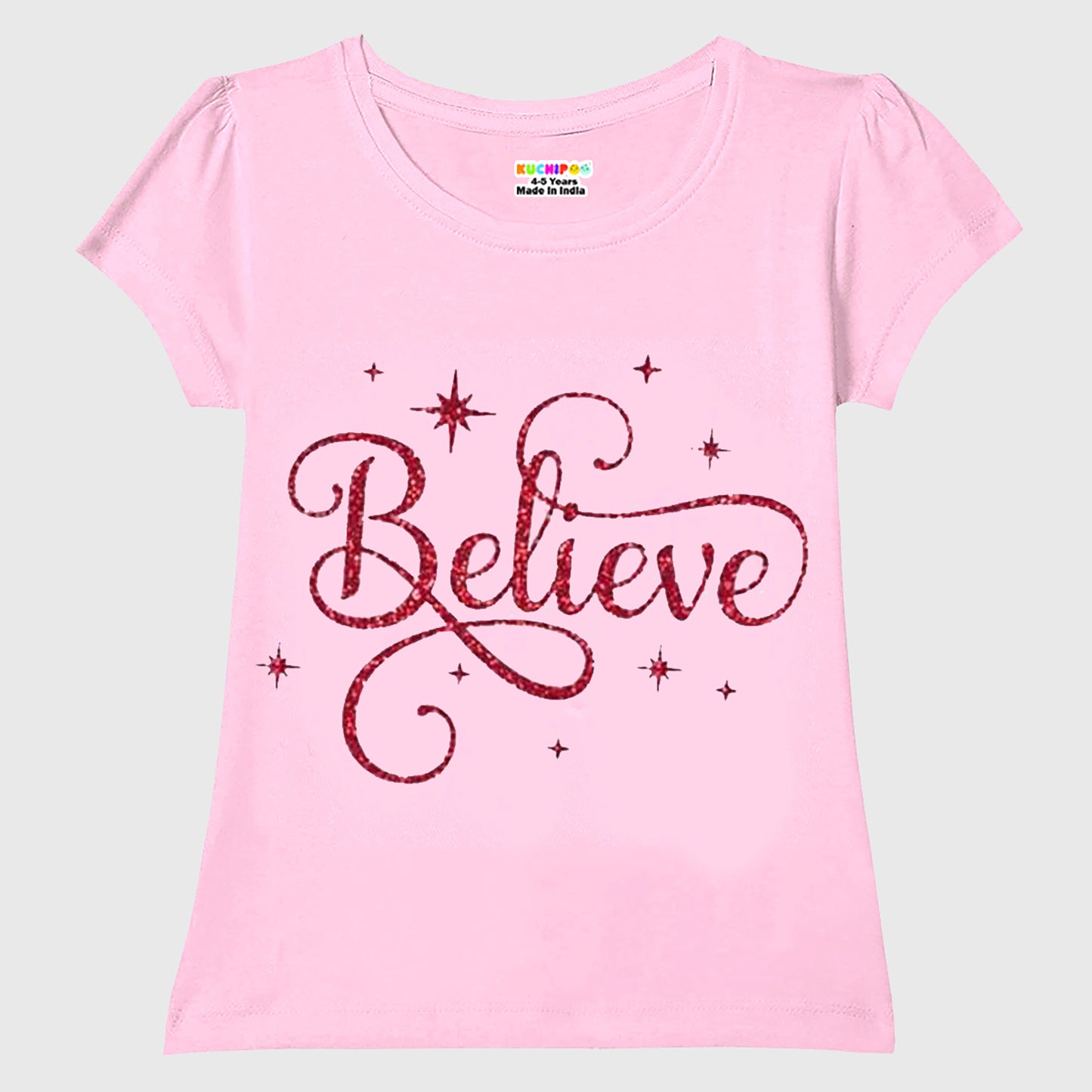 KUCHIPOO Girls Half Sleeves T-Shirts