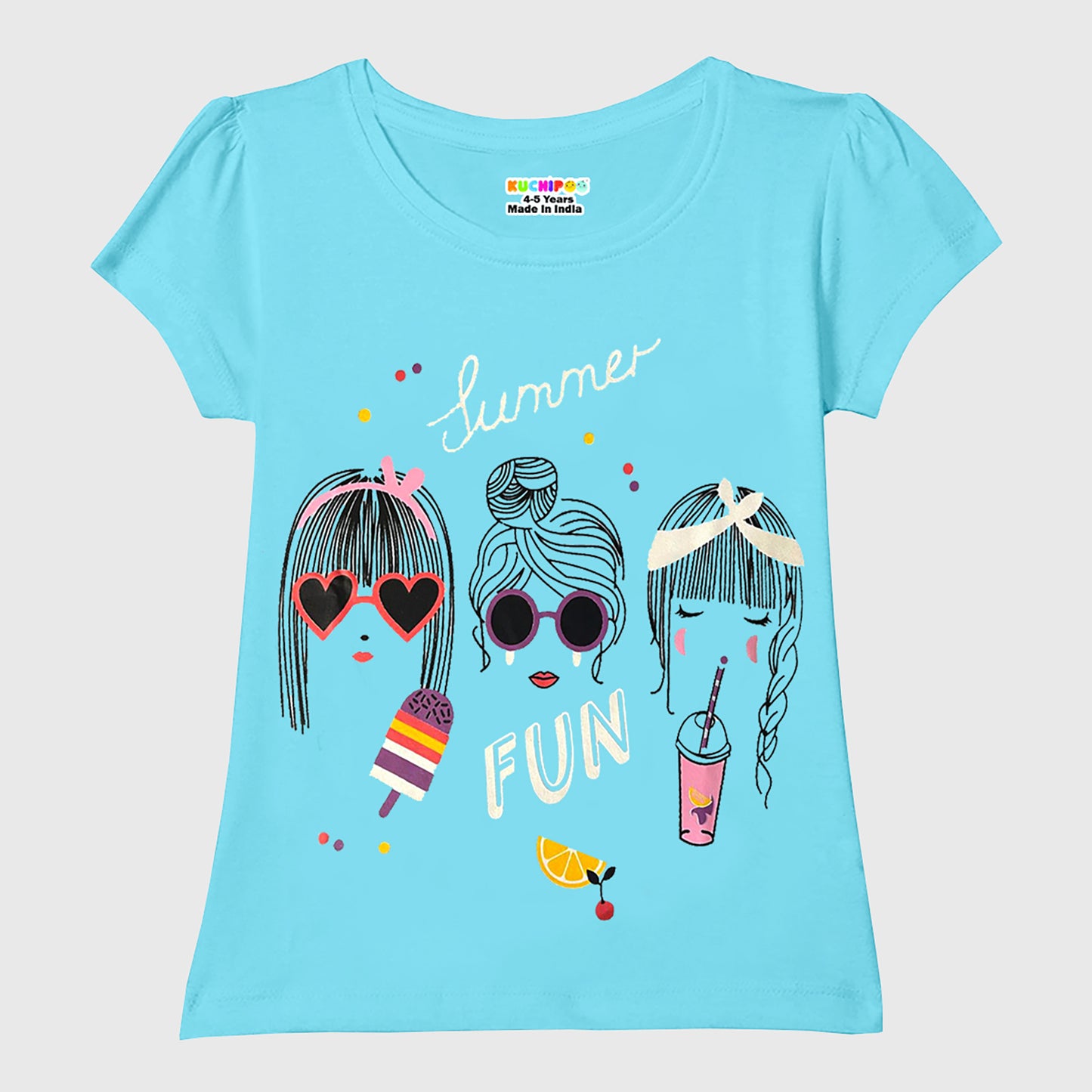 KUCHIPOO Girls Half Sleeves T-Shirts