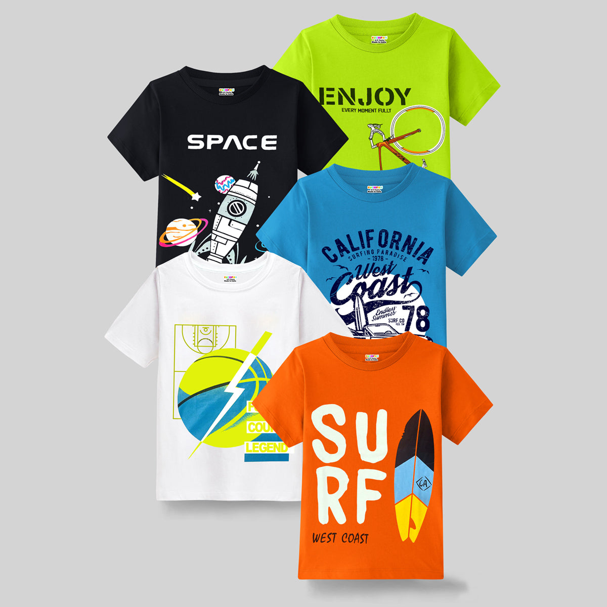 KUCHIPOO Boys Half Sleeves T-Shirts