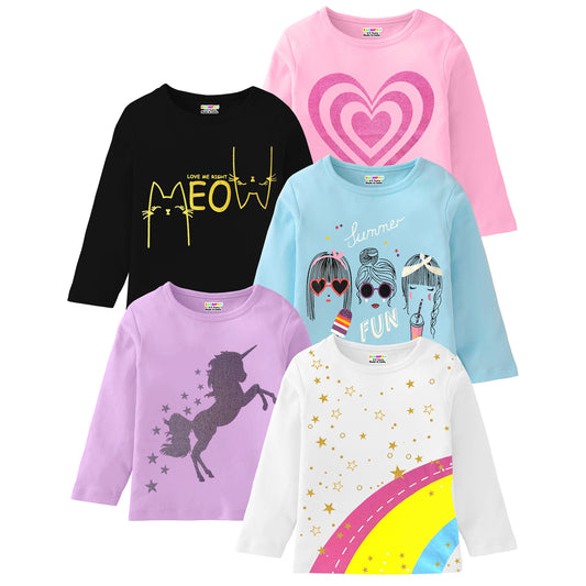 KUCHIPOO Girls Full Sleeves T-Shirts