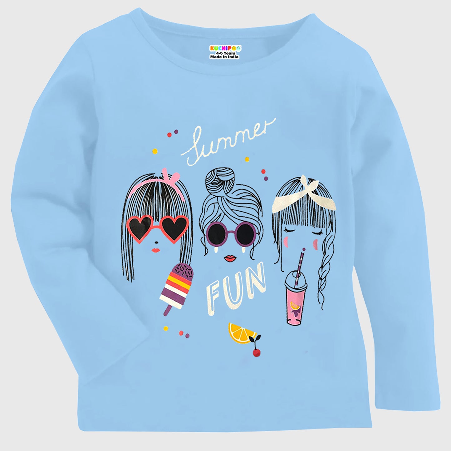 KUCHIPOO Girls Full Sleeves T-Shirts