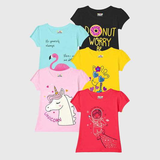 KUCHIPOO Girls Half Sleeves T-Shirts