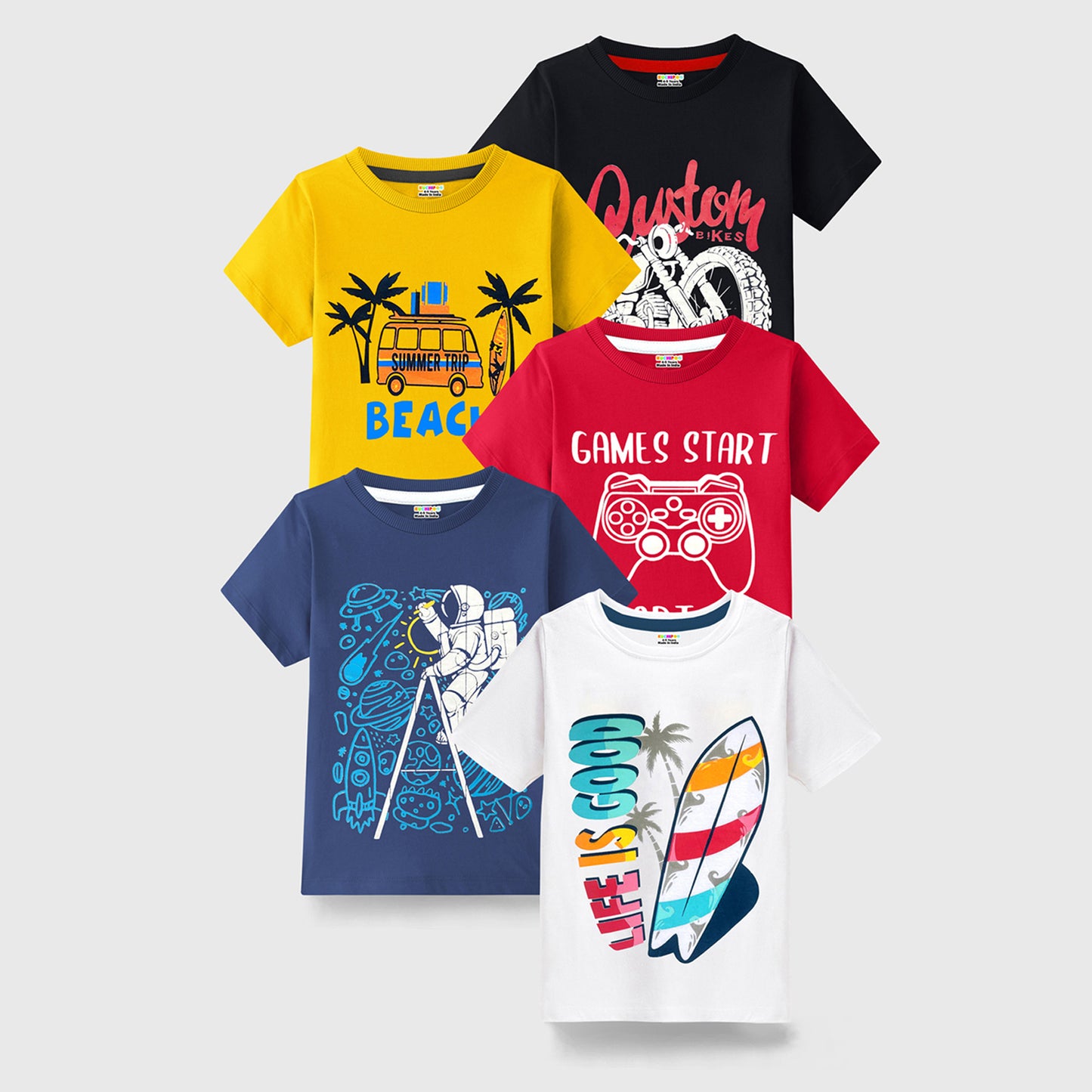 KUCHIPOO Boys Half Sleeves T-Shirts