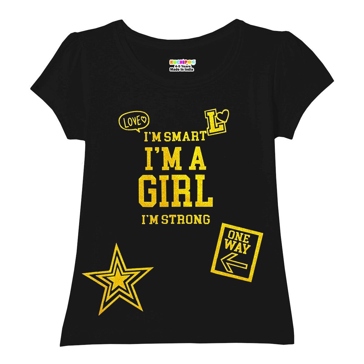 KUCHIPOO Girls Half Sleeves T-Shirts
