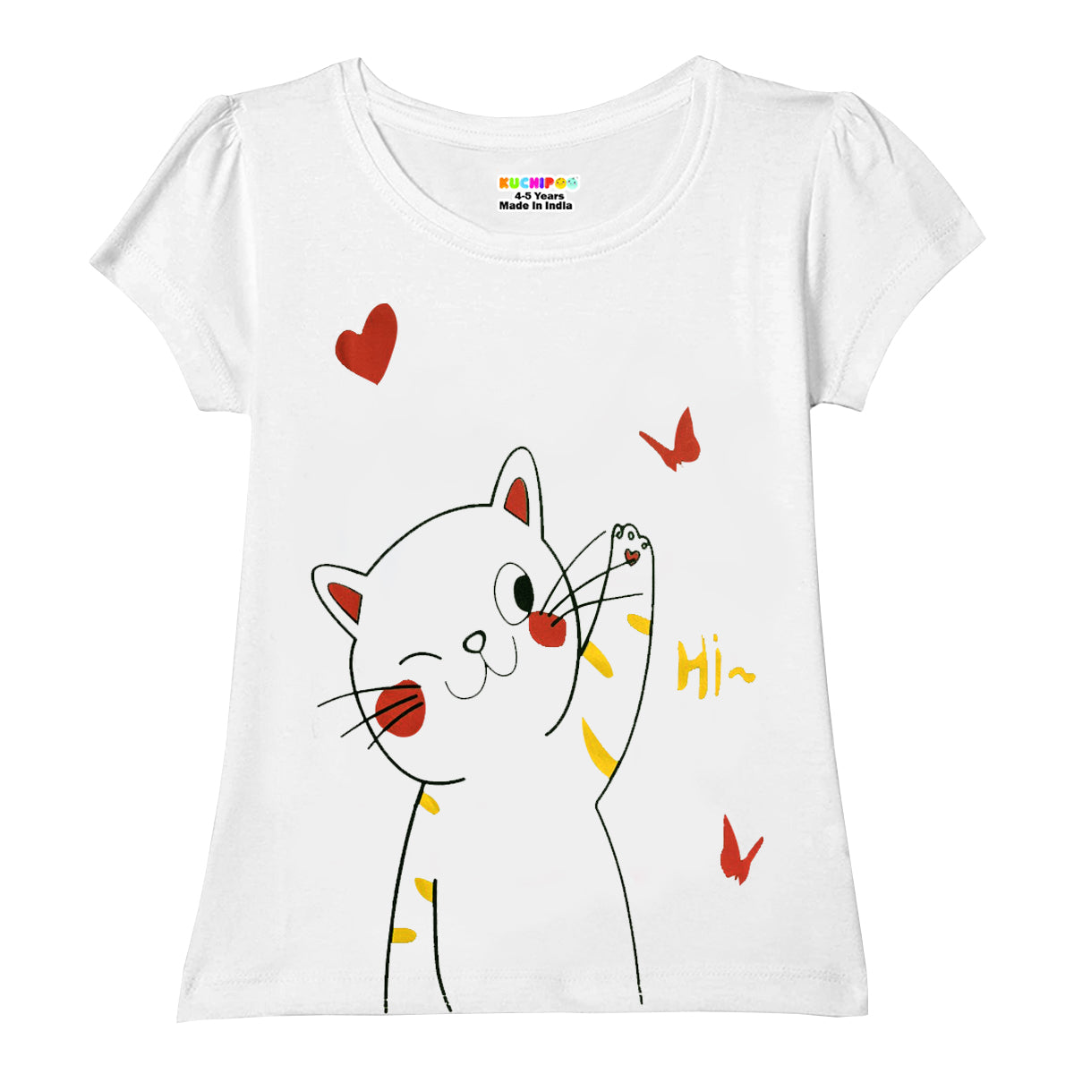 KUCHIPOO Girls Half Sleeves T-Shirts