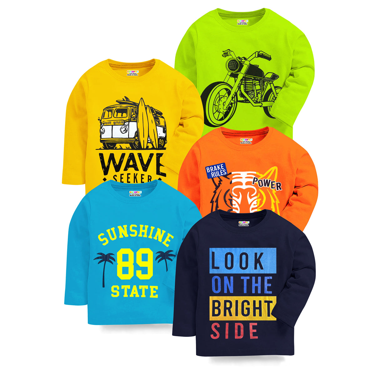 KUCHIPOO Boys  Full Sleeves T-Shirts