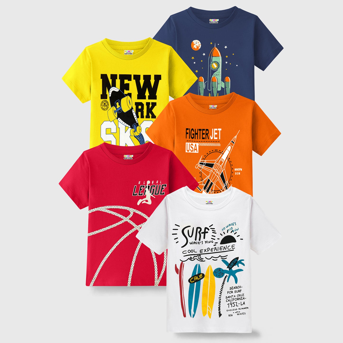 KUCHIPOO Boys Half Sleeves T-Shirts