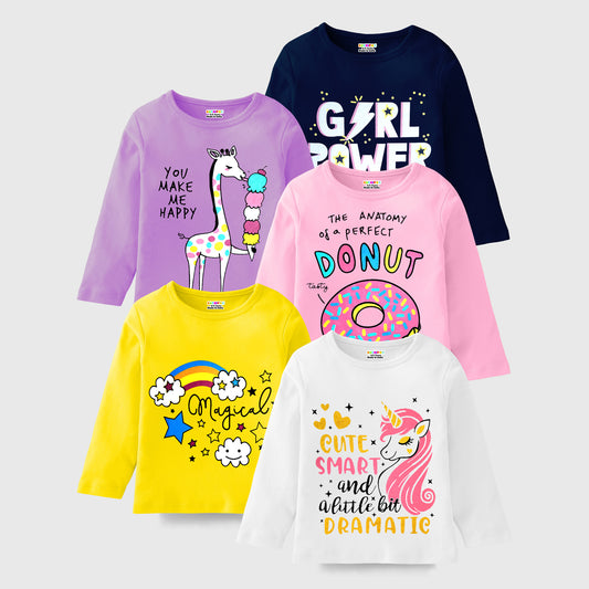 KUCHIPOO Girls Full Sleeves T-Shirts