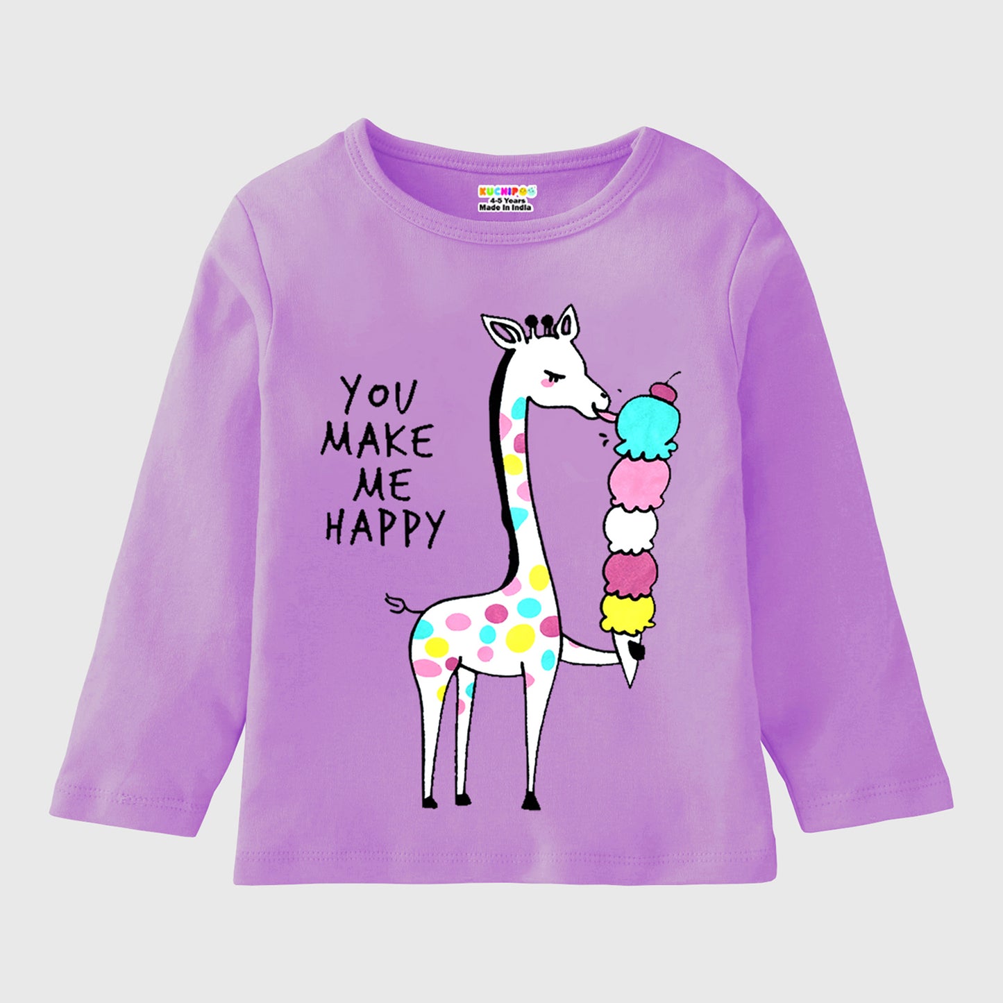 KUCHIPOO Girls Full Sleeves T-Shirts