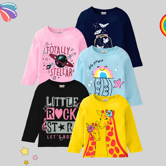 KUCHIPOO Girls Full Sleeves T-Shirts