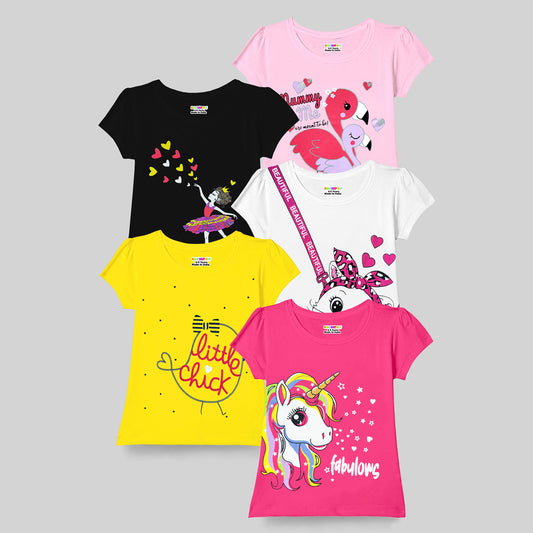 KUCHIPOO Girls Half Sleeves T-Shirts