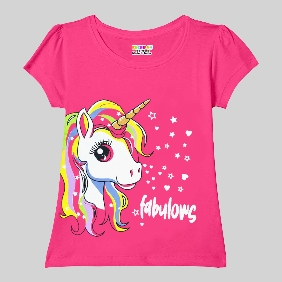 KUCHIPOO Girls Half Sleeves T-Shirts